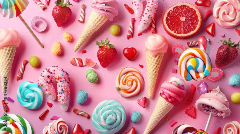 Colorful ice cream isolated on pink background. Colorful ice cream isolated on pink background.