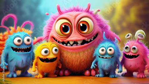 very cute fictional cartoon monsters