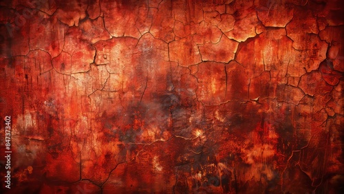 Rustic, worn, rugged, and rough, dark, bold, fiery red grunge background with cracks, scratches, and subtle texture elements.