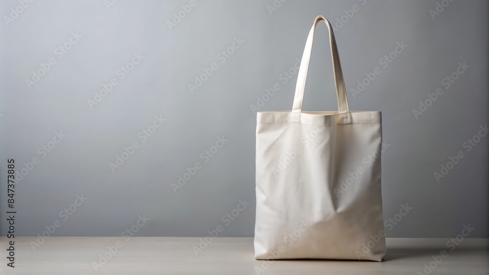 Crisp white canvas tote bag with sturdy handles and clean lines sits elegantly on a minimalist background, exuding simplicity and sophistication. Crisp white canvas tote bag with sturdy handles and clean lines sits elegantly on a minimalist background, exuding simplicity and sophistication.