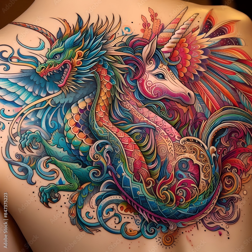 Dragon tattoo design. Ai generated Dragon tattoo design. Ai generated