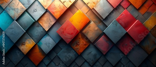 Abstract colorful geometric pattern with diamond shapes. photo