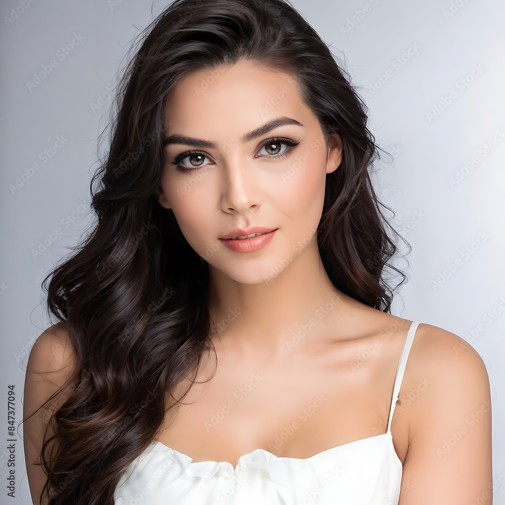 Portrait of a Beautiful Young Woman with Pristine Skin, Highlighting Face Care, Cosmetology, and Spa Portrait of a Beautiful Young Woman with Pristine Skin, Highlighting Face Care, Cosmetology, and Spa