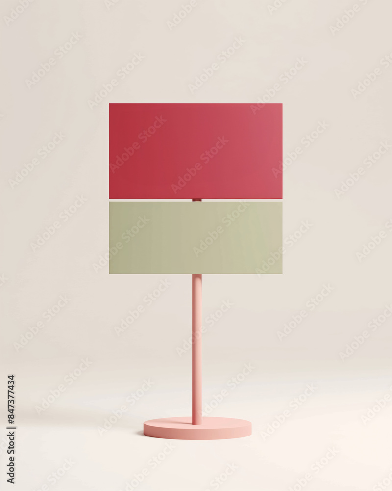 Simple wooden sign with pink and green panels. Simple wooden sign with pink and green panels.