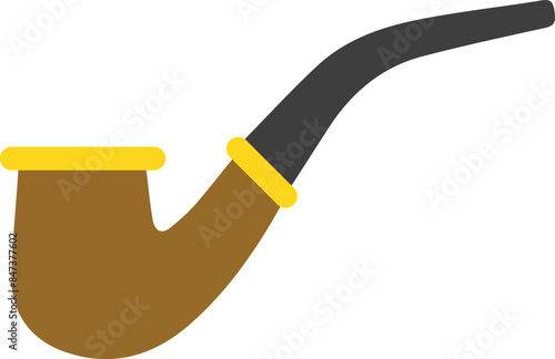 Smoking pipe cartoon flat icon.