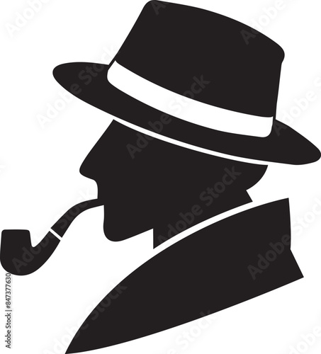 Detective Sherlock Holmes side view icon.