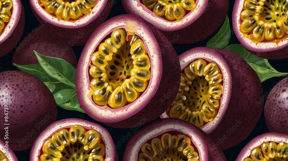 passion fruit cut in half on a pristine white background passion fruit cut in half on a pristine white background