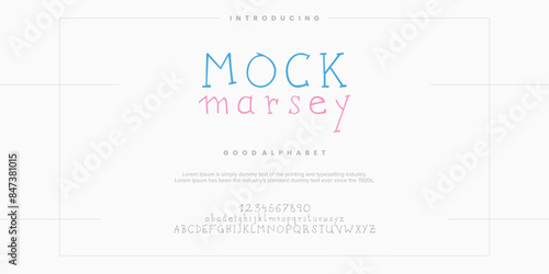 Rough line custom abstract digital alphabet font typography. Bold Condensed Display Font. Vector illustration