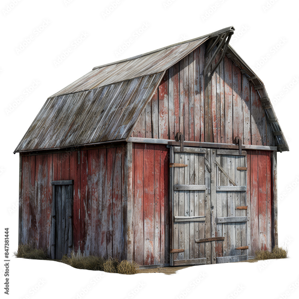 Old rustic red barn with weathered wooden walls and a tin roof, capturing the essence of rural farm life. Perfect for nostalgic and historical themes. Old rustic red barn with weathered wooden walls and a tin roof, capturing the essence of rural farm life. Perfect for nostalgic and historical themes.