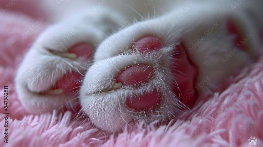 Sleeping baby cat with white fur peacefully dozing off Sleeping baby cat with white fur peacefully dozing off