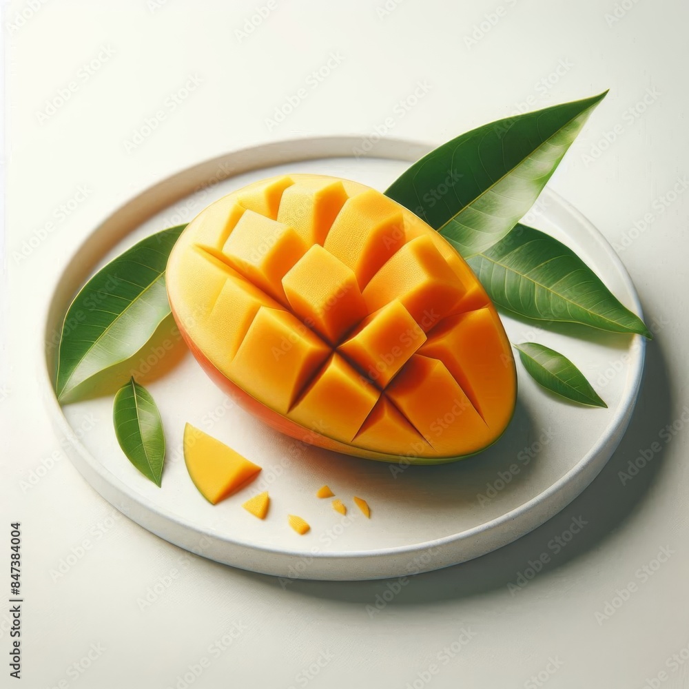 mango on a white background where the mango is cut mango on a white background where the mango is cut