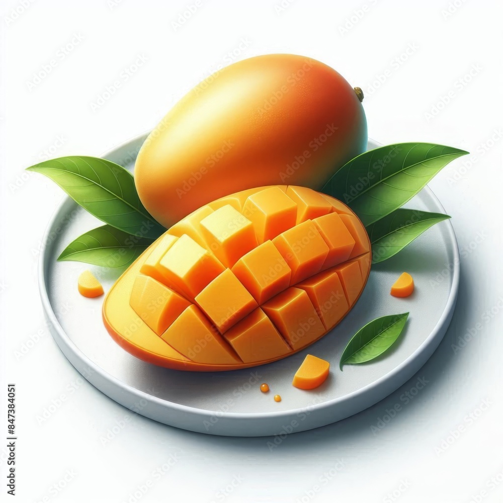 mango on a white background where the mango is cut mango on a white background where the mango is cut