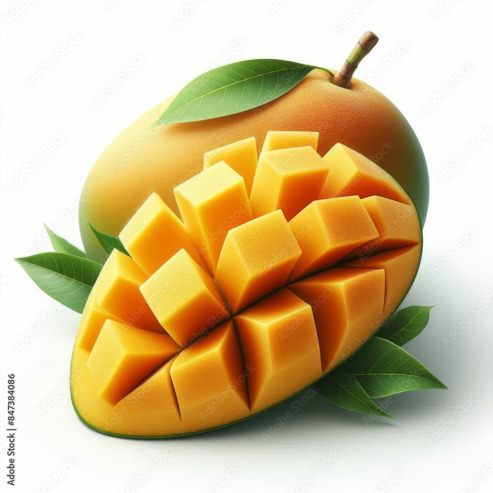mango on a white background where the mango is cut mango on a white background where the mango is cut
