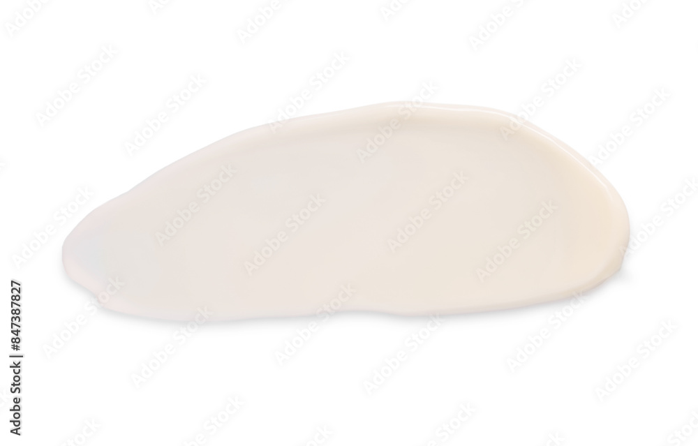 Sample of face cream on white background, top view Sample of face cream on white background, top view
