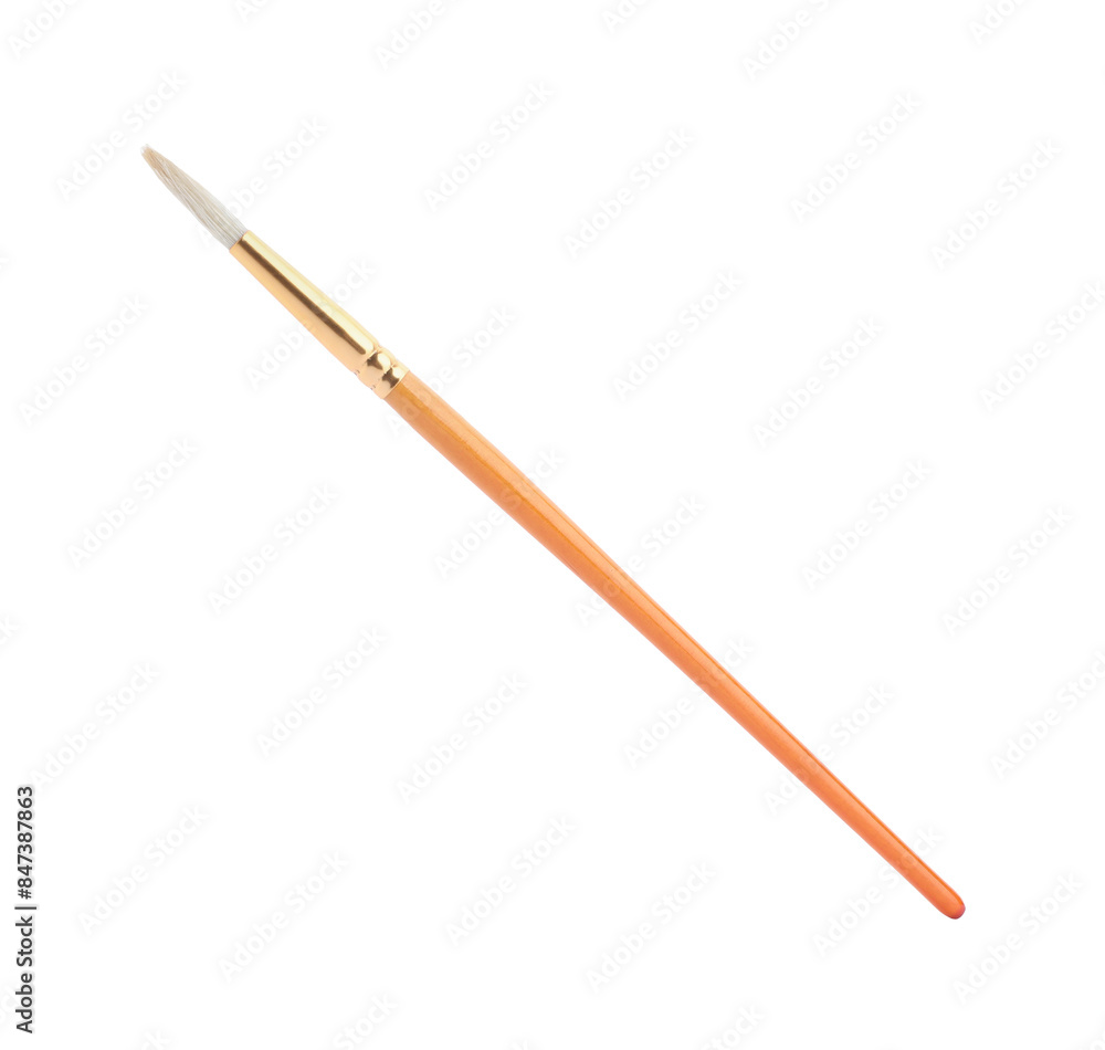 Paint brush with wooden handle isolated on white Paint brush with wooden handle isolated on white