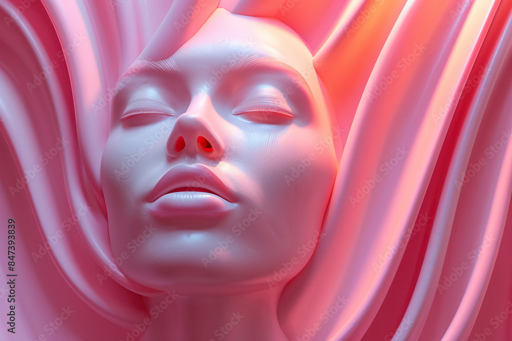 Surreal Portrait of a Futuristic Woman with a Glowing Face and Neon Colors Surreal Portrait of a Futuristic Woman with a Glowing Face and Neon Colors
