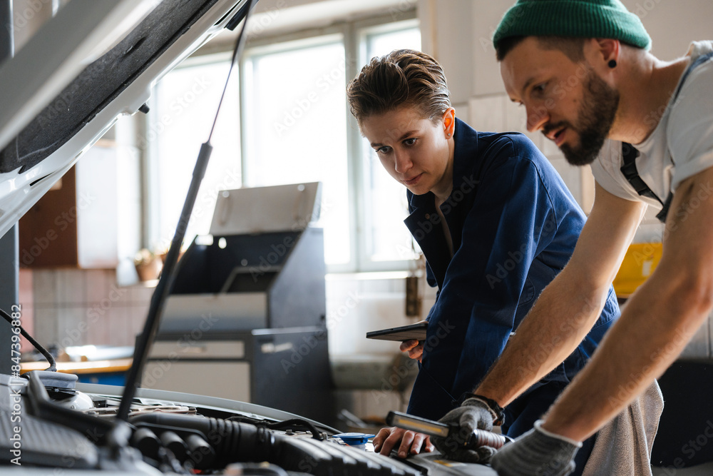 Car repair in the garage Car repair in the garage