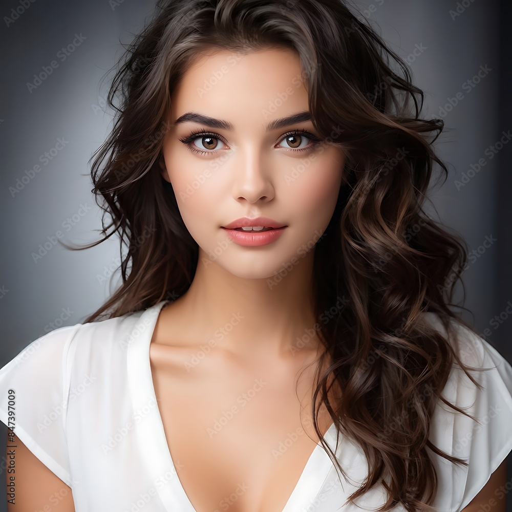 Portrait of a Beautiful Young Woman with Pristine Skin, Highlighting Face Care, Cosmetology, and Spa Portrait of a Beautiful Young Woman with Pristine Skin, Highlighting Face Care, Cosmetology, and Spa