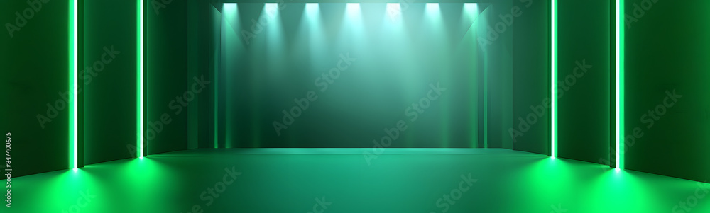 Vector,Empty vivid lighting green studio room background . Vector,Empty vivid lighting green studio room background .