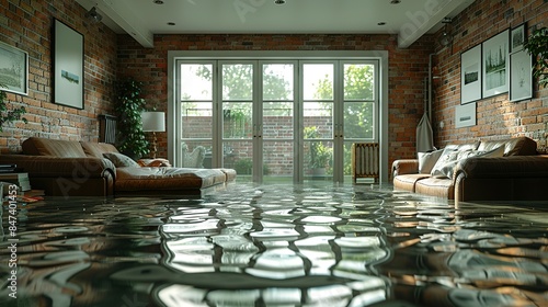 Immersed Lower Floor: Flooded Interiors and Damage