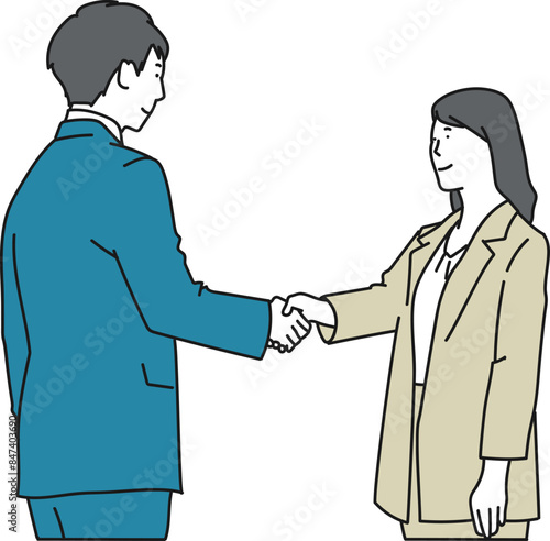 握手をするスーツの男性と女性