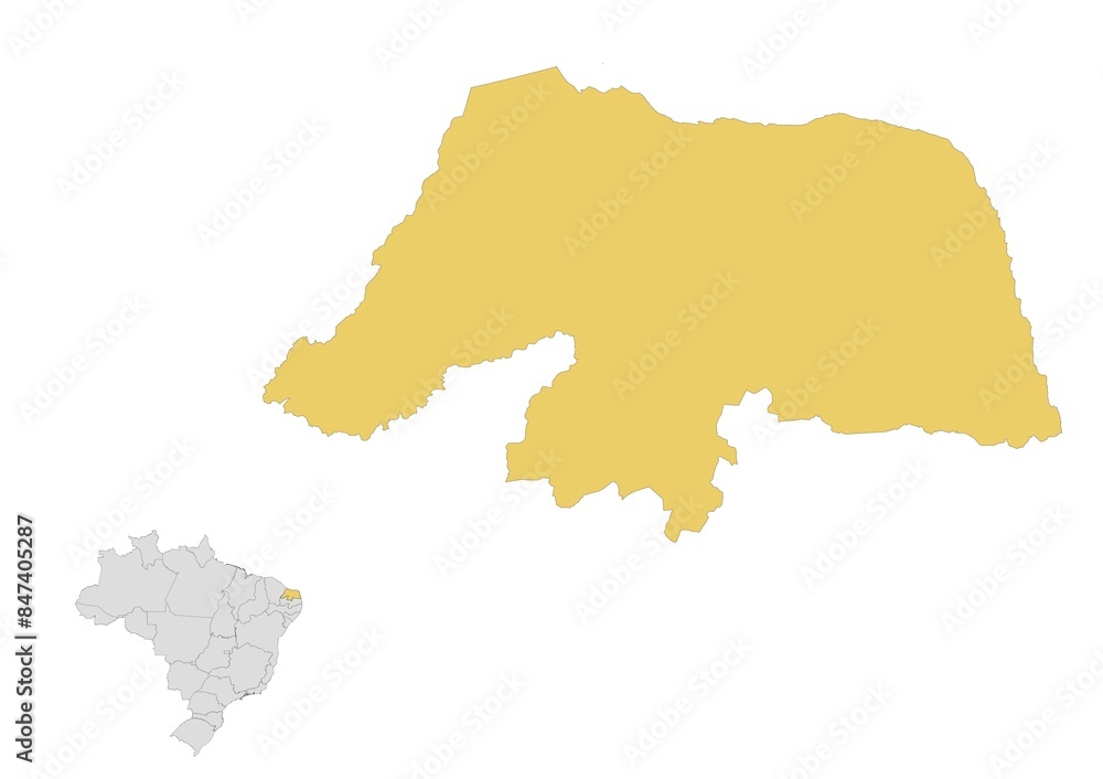 Obraz premium Mapa del estado de Rio Grande do Norte en Brasil