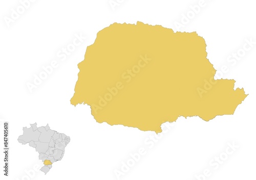 Obraz na płótnie Mapa del estado de Paraná en Brasil w salonie