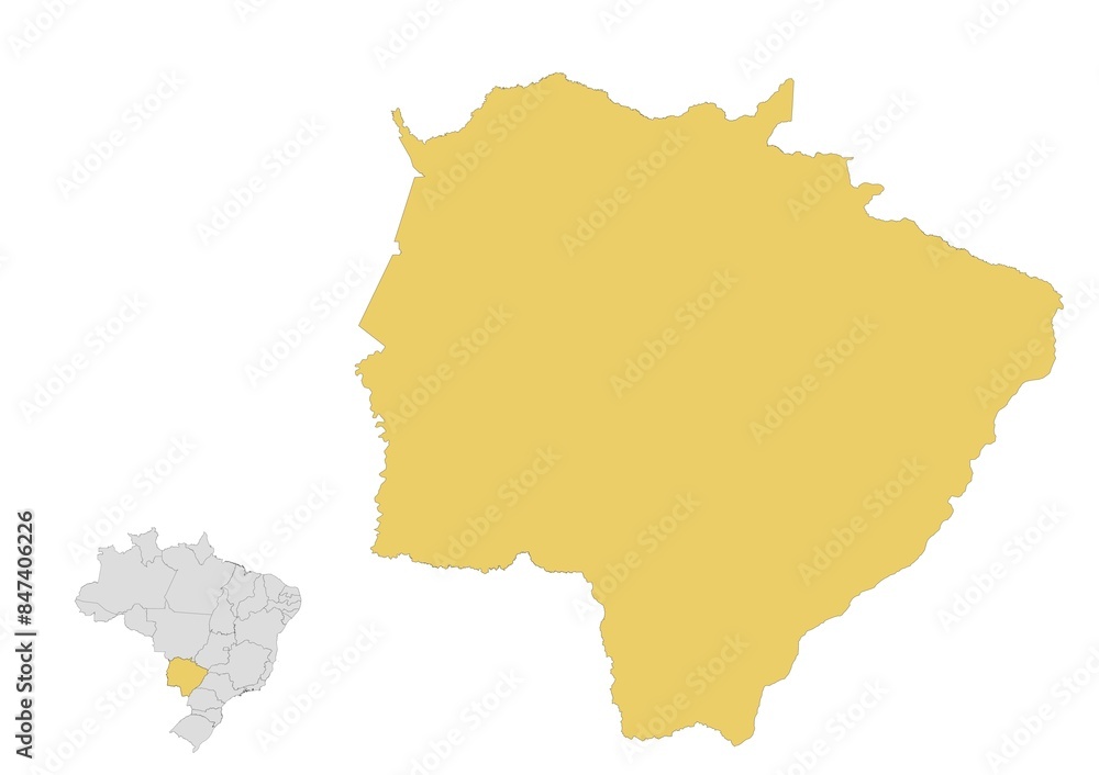 Obraz premium Mapa del estado de Mato Grosso do Sul​ en Brasil