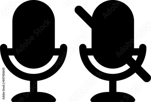 Microphone icon set. Sound icons and mute icons. Editable vectors.