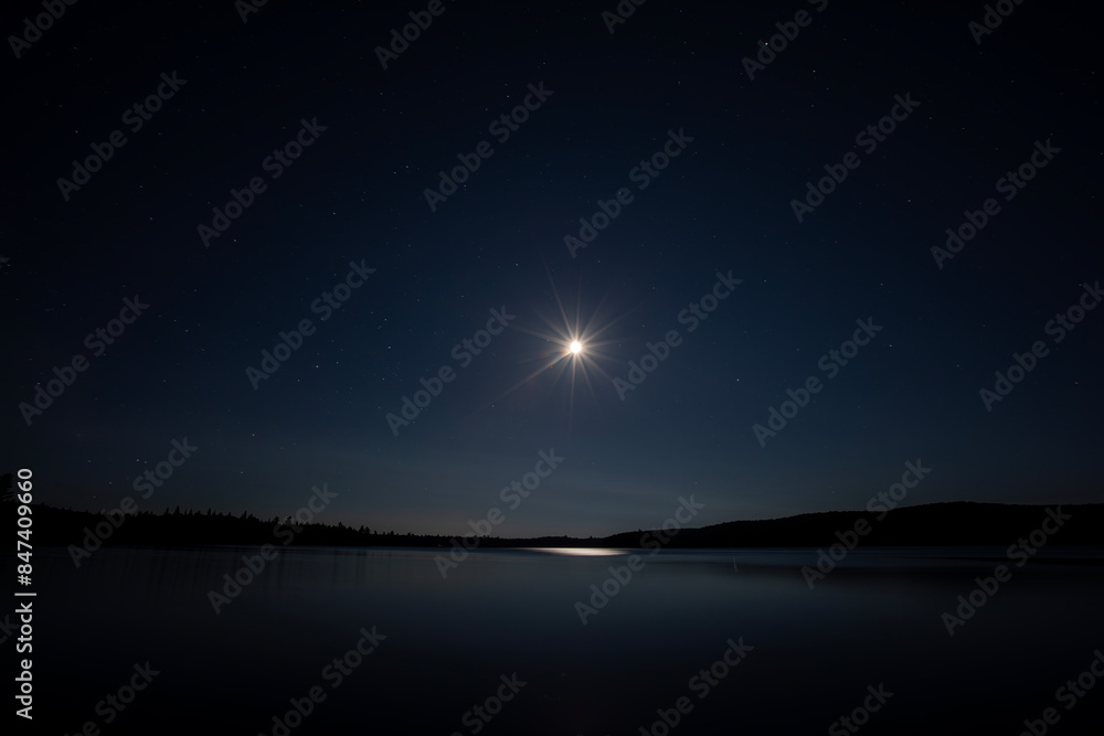 Night sky over a lake in northern Ontario. Night sky over a lake in northern Ontario.