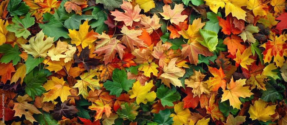 Beautiful Array of Colorful Autumn Foliage in Shades of Green, Yellow, Orange, and Red Beautiful Array of Colorful Autumn Foliage in Shades of Green, Yellow, Orange, and Red