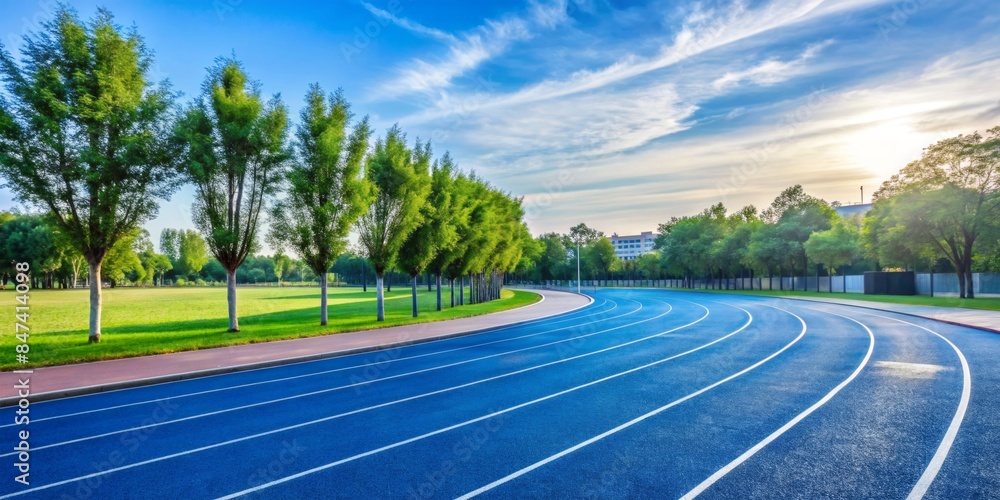 Fototapeta premium Running track with green trees (2)
