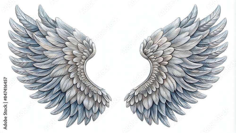 Obraz premium A Pair Of Majestic Angel Wings, Perfect For Adding A Touch Of Elegance And Beauty To Any Project.