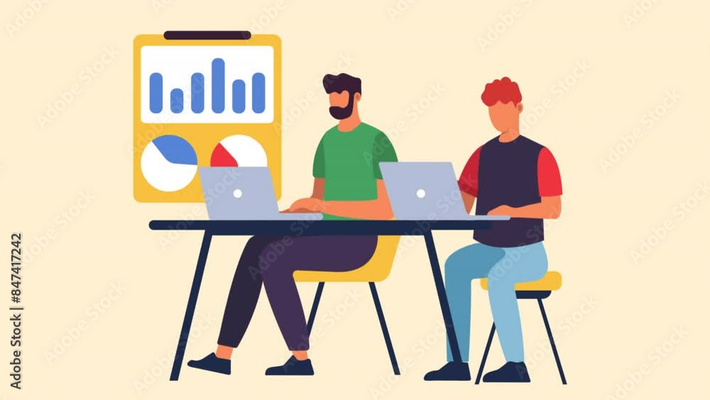 Male Characters Working At Desk Animation HD On Alpha Male Characters Working At Desk Animation HD On Alpha