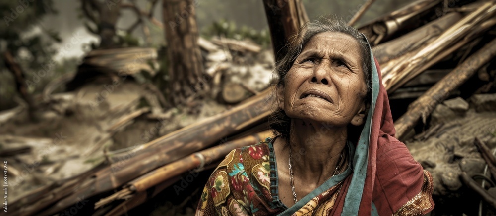 Nature's fury, captivating the emotional spectacle of a natural disaster's destructive power. witnessing the impact and resilience in the face of nature's wrath