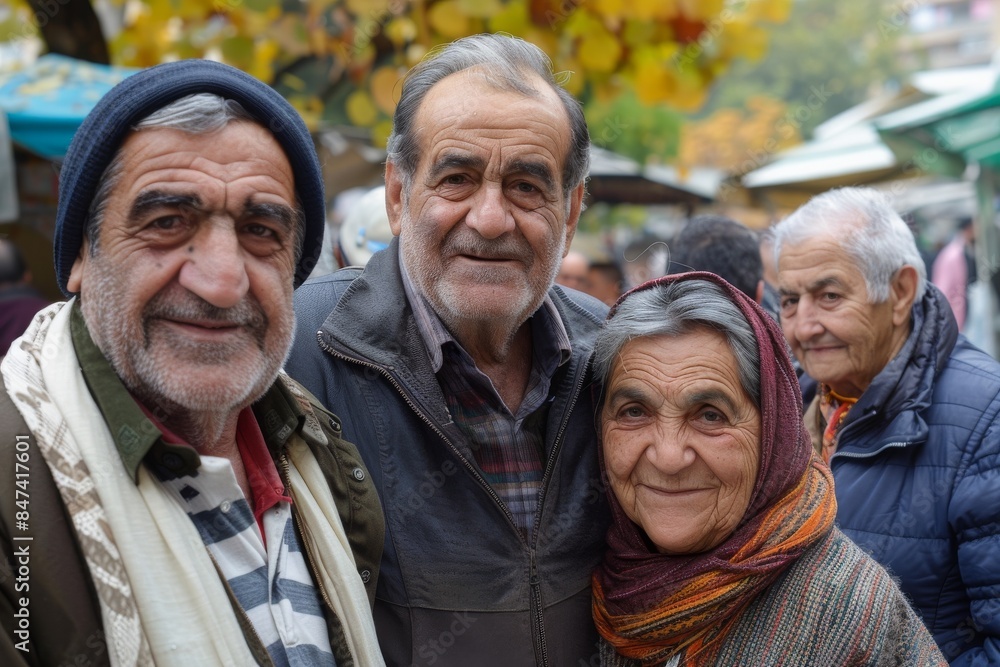 Old men and women in the old town of Lviv, Ukraine Old men and women in the old town of Lviv, Ukraine