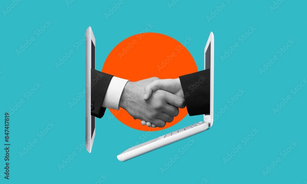 A transaction between partners from a computer and a smartphone. A transaction between partners from a computer and a smartphone.