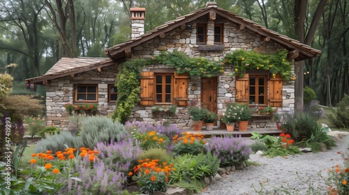 Cottage Garden Home- stone facade
