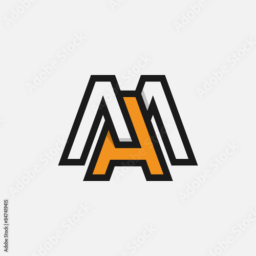 Letter AM or MA Logo, Monogram Logo letter A with M combination, design logo template element, vector illustration