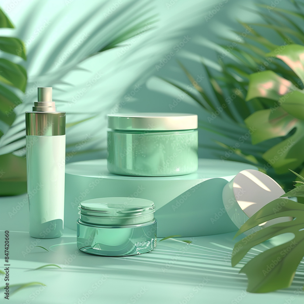 Cosmetic packaging design and modern presentation With natural background Cosmetic packaging design and modern presentation With natural background