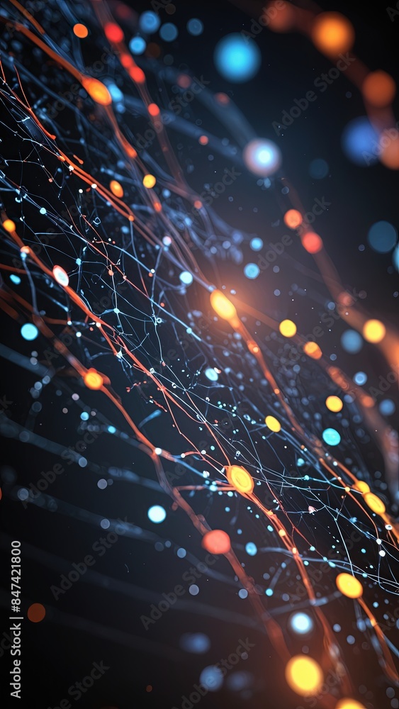 Fototapeta premium AI Neural Lines Background Abstract Black - Portrait