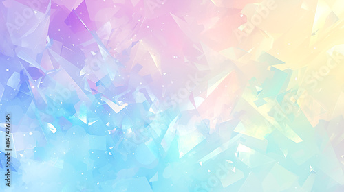 きらめくクリスタルのような抽象的な幾何学模様の水彩イラスト背景