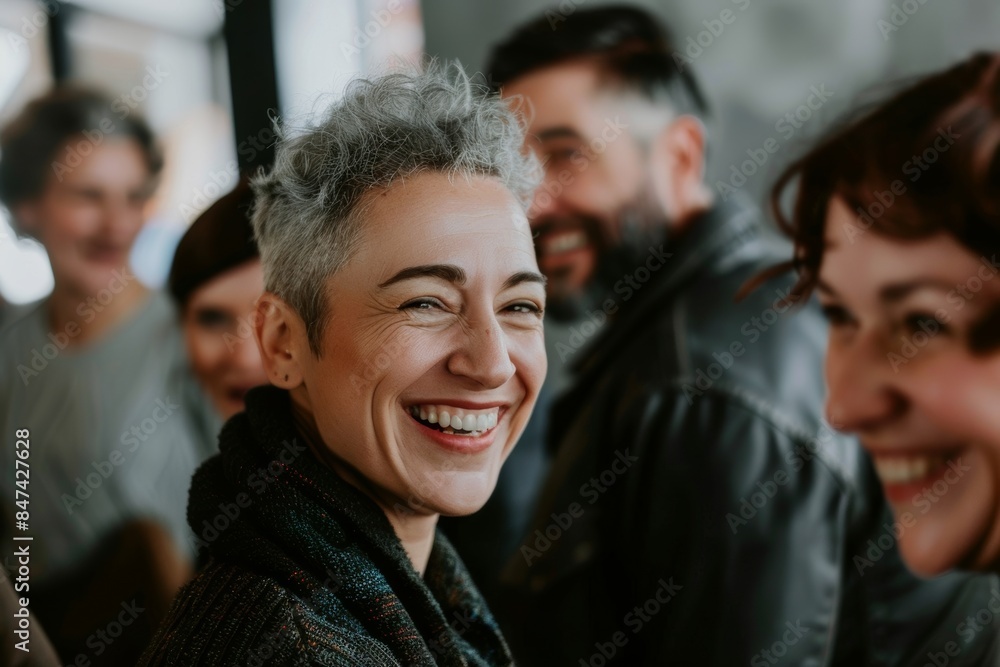 Portrait of a smiling senior woman with her friends in the background Portrait of a smiling senior woman with her friends in the background