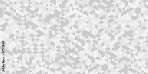 Vector geometric seamless diamond technology white and gray triangle element light background. Abstract digital grid light pattern white Polygon Mosaic triangle, business and corporate background.