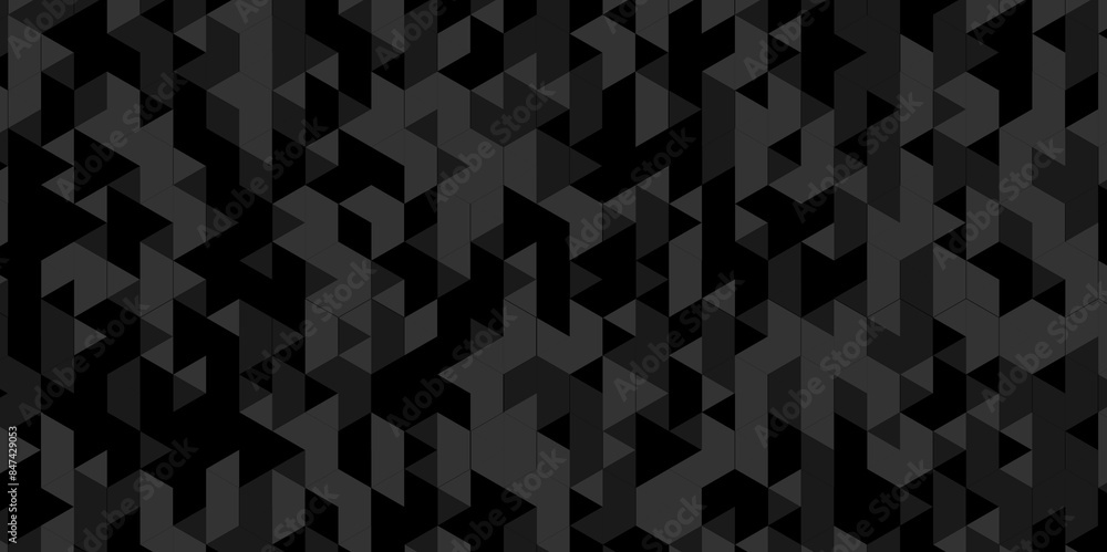 Vector geometric seamless diamond technology black and gray triangle element light background. Abstract digital grid light pattern black Polygon Mosaic triangle, business and corporate background.
Vector geometric seamless diamond technology black and gray triangle element light background. Abstract digital grid light pattern black Polygon Mosaic triangle, business and corporate background.