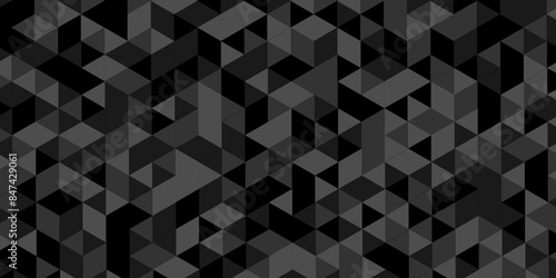 	
Vector geometric seamless diamond technology black and gray triangle element light background. Abstract digital grid light pattern black Polygon Mosaic triangle, business and corporate background.