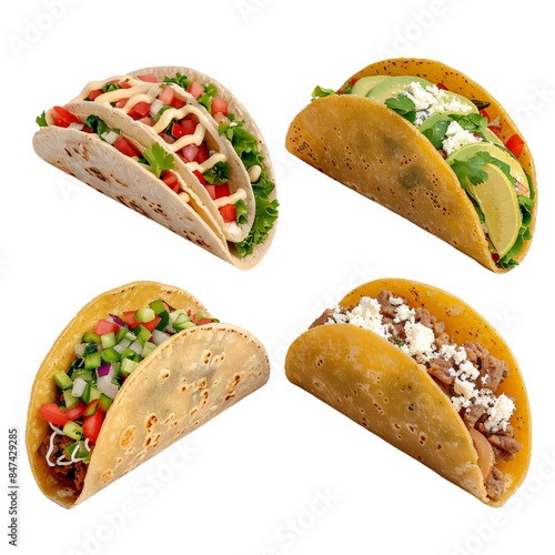 Taco collage images. Isolated On Transparent Background