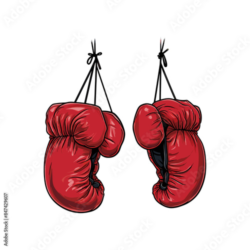 two red boxing gloves with a black stripe on the side