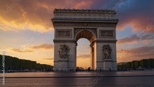 The iconic Arc de Triomphe in Paris, France