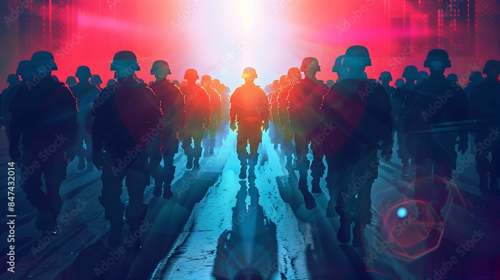 Marching Determined Crowd Resisting Authoritarian Dystopian State in Hyper Pixel Art Style Marching Determined Crowd Resisting Authoritarian Dystopian State in Hyper Pixel Art Style
